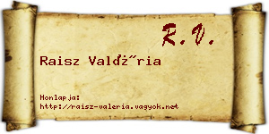 Raisz Valéria névjegykártya